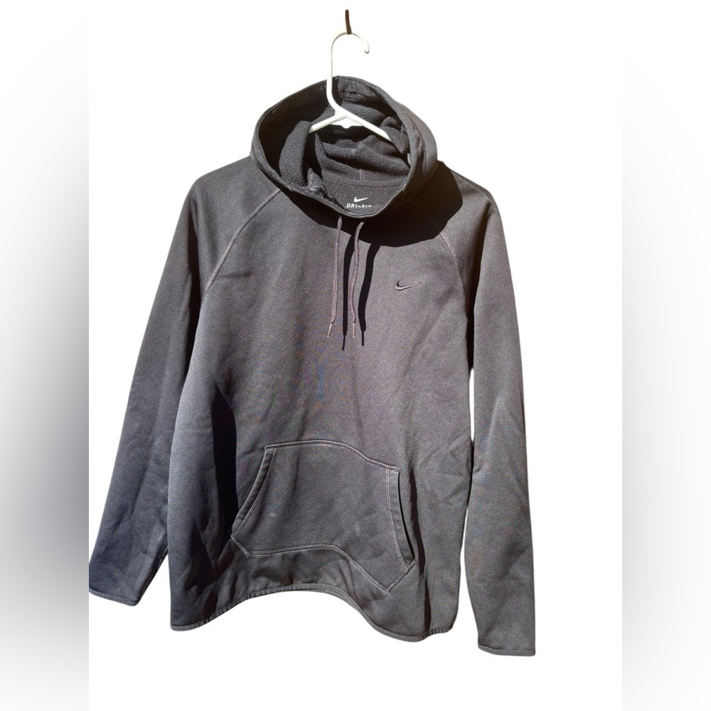 Nike Men's Classic Black Dri-Fit Hoodie with Front Pocket and Drawstring